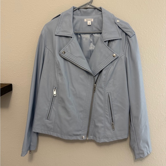 Westport Jackets & Blazers - Westport Sky Blue Leather Jacket